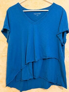 Soft Surroundings Women's Royal Blue Layered V-Neck Short Sleeve Top